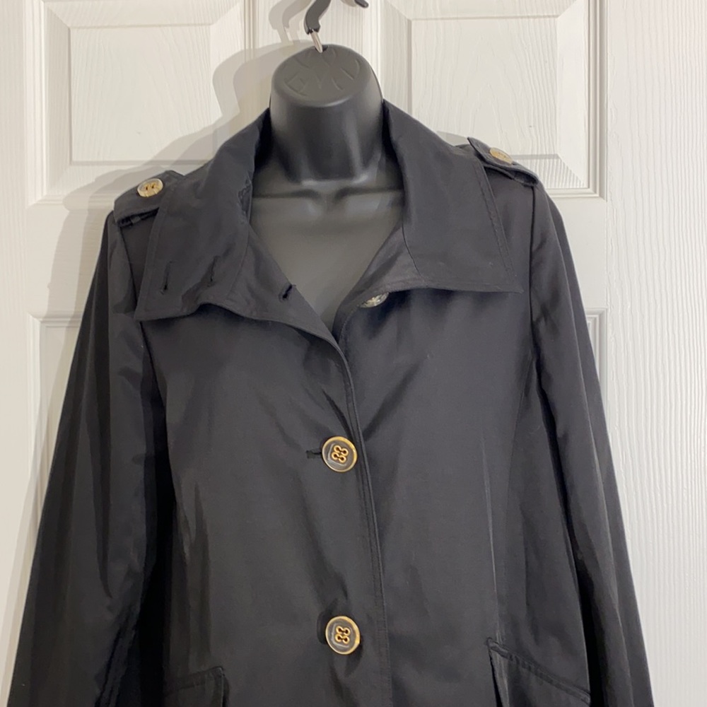 Larry Levine Button Down Black Mid Length Rain/Tr… - image 2
